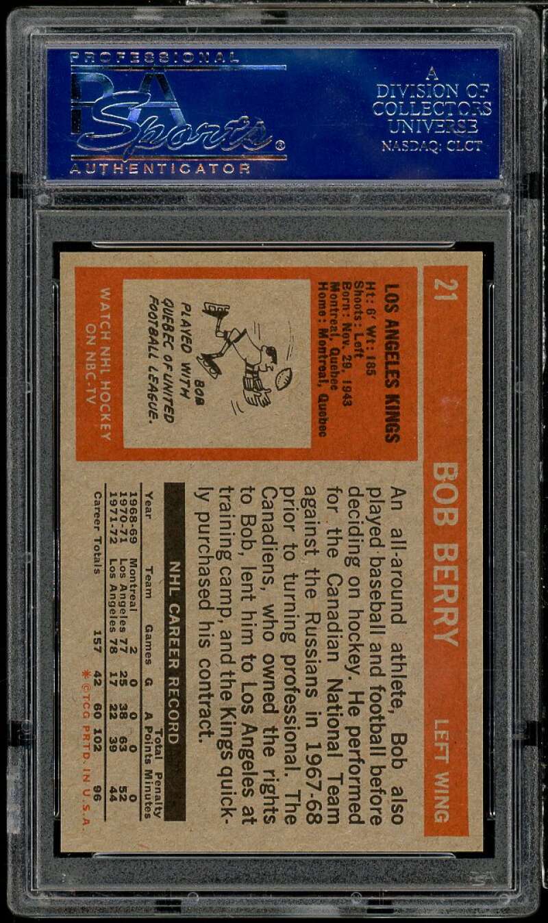 Bob Berry Card 1972-73 Topps #21 PSA 8 Image 2