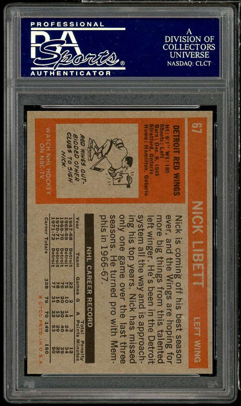 Nick Libett Card 1972-73 Topps #67 PSA 8 Image 2