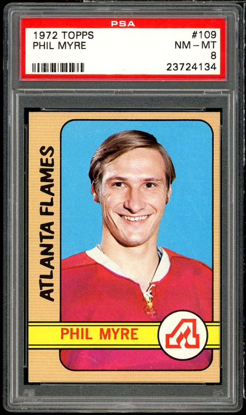 Phil Myre Rookie Card 1972-73 Topps #109 PSA 8 Image 1