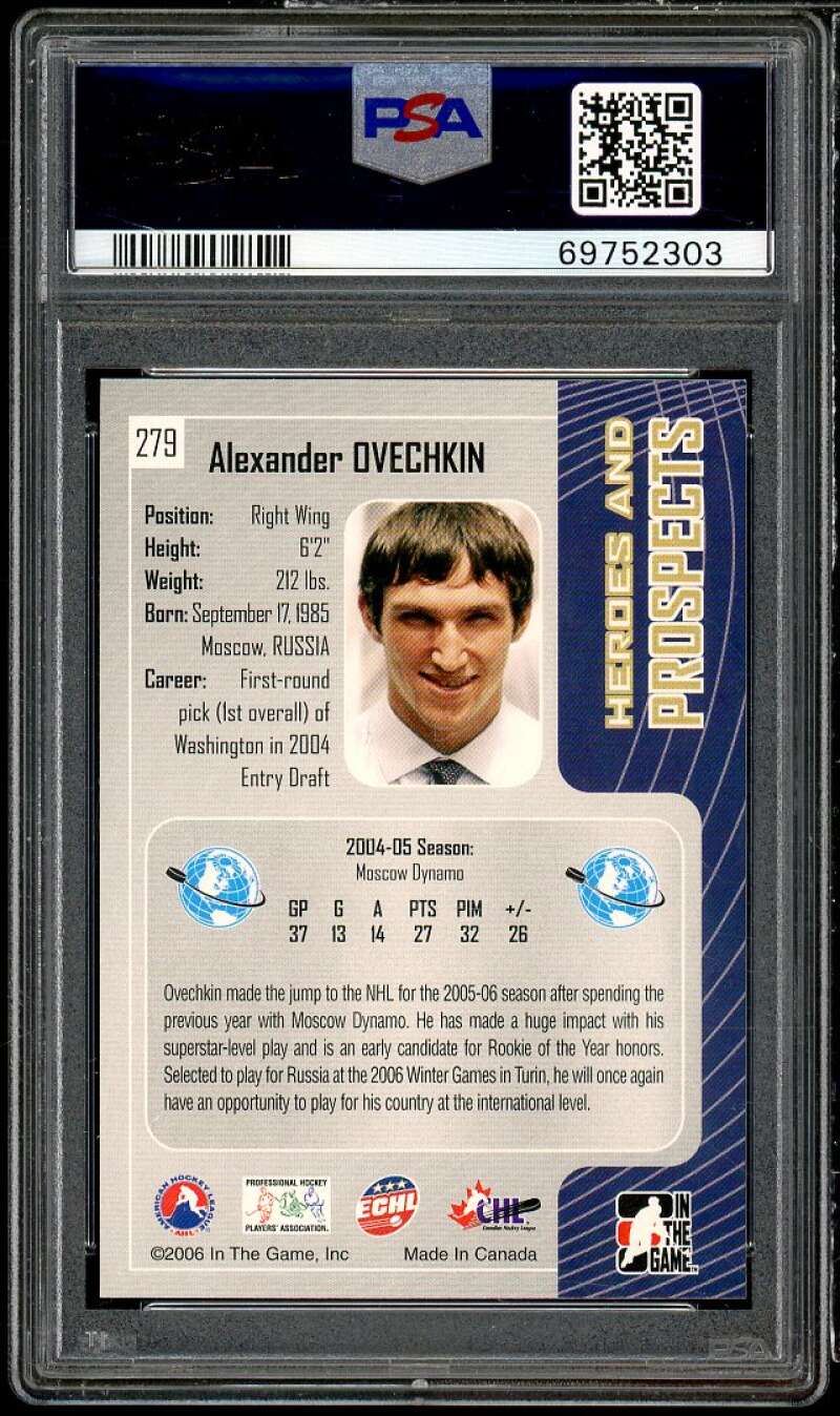 Alexander Ovechkin Rookie Card 2005-06 In The Game Heroes Prospects #279 PSA 10 Image 2