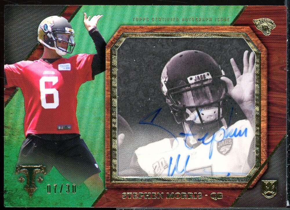 Stephen Morris RC 2014 Topps Triple Threads Transparencies Auto Emerald #TTTSM  Image 1