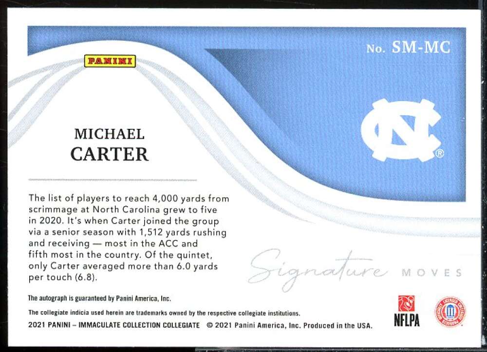 Michael Carter RC 2021 Immaculate Collection Collegiate Signature Moves Ruby #36  Image 2