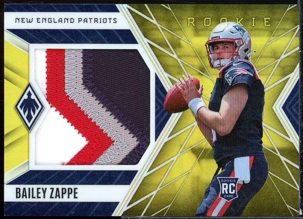 Bailey Zappe Card 2022 Panini Phoenix Rookie Jumbo Memorabilia Prime Yellow #28  Image 1