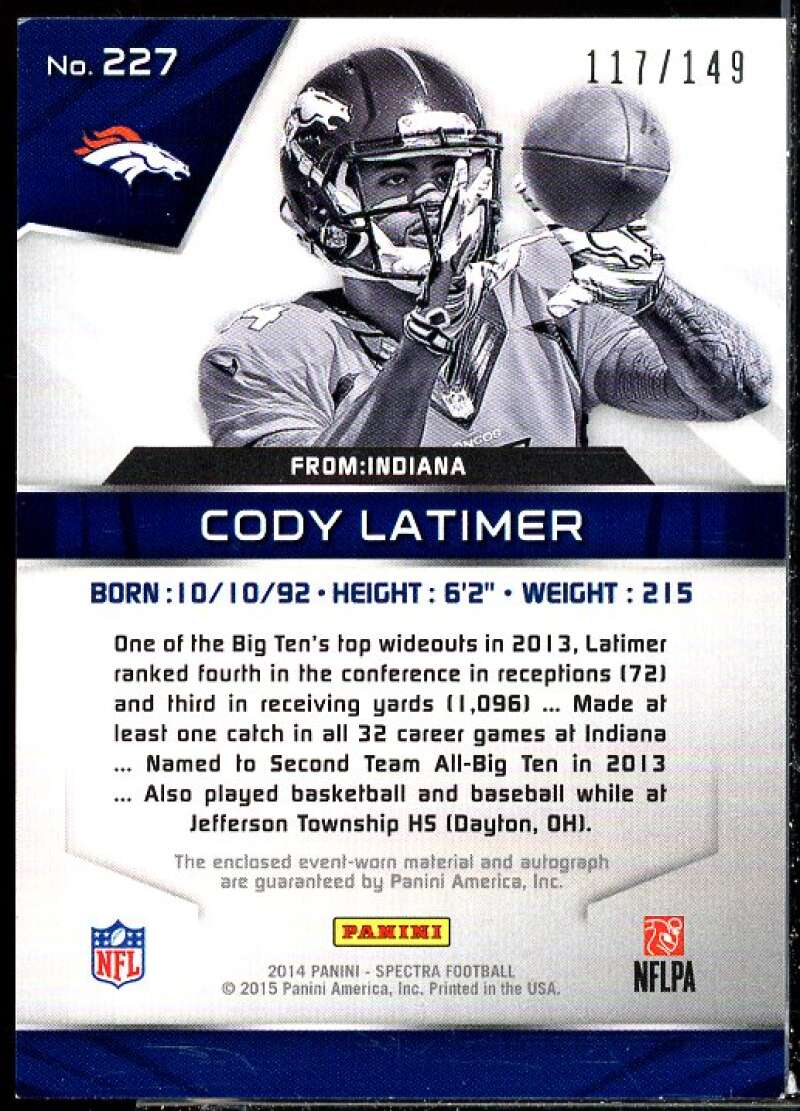 Cody Latimer JSY AU Rookie Card 2014 Panini Spectra #227  Image 2