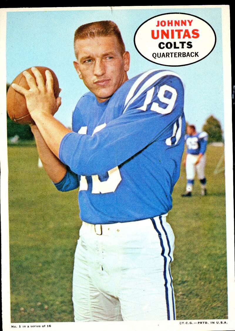 Johnny Unitas Card 1968 Topps Posters Inserts #1  Image 1