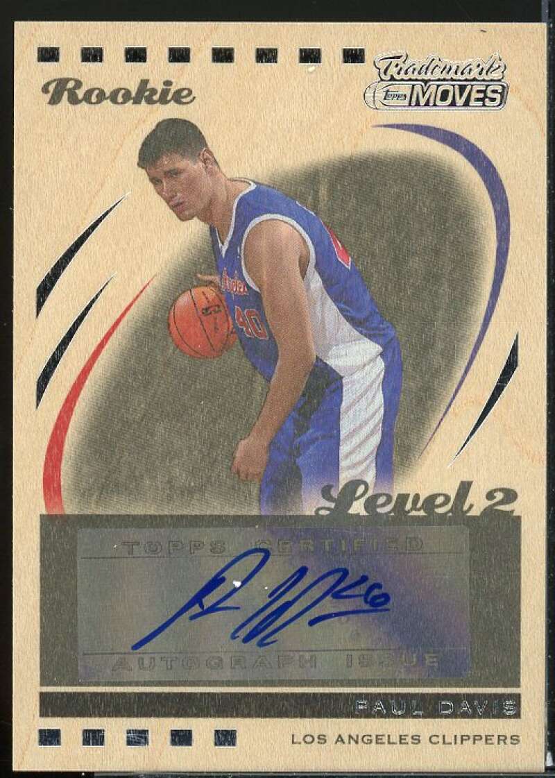 Paul Davis AU Rookie Card 2006-07 Topps Trademark Moves Wood #115  Image 1