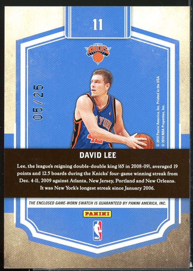 David Lee Card 2009-10 Classics Dress Code Jerseys Prime #11  Image 2