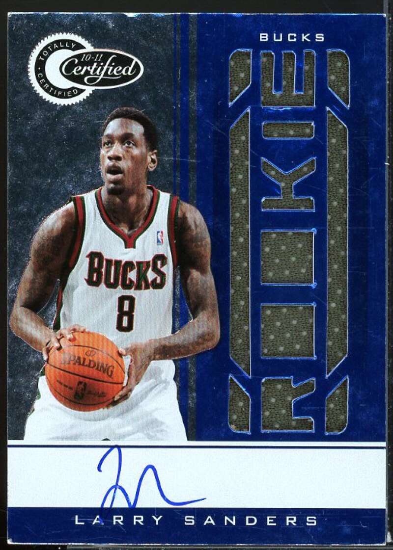 Larry Sanders JSY AU Rookie Card 2010-11 Totally Certified Blue Autographs #168  Image 1