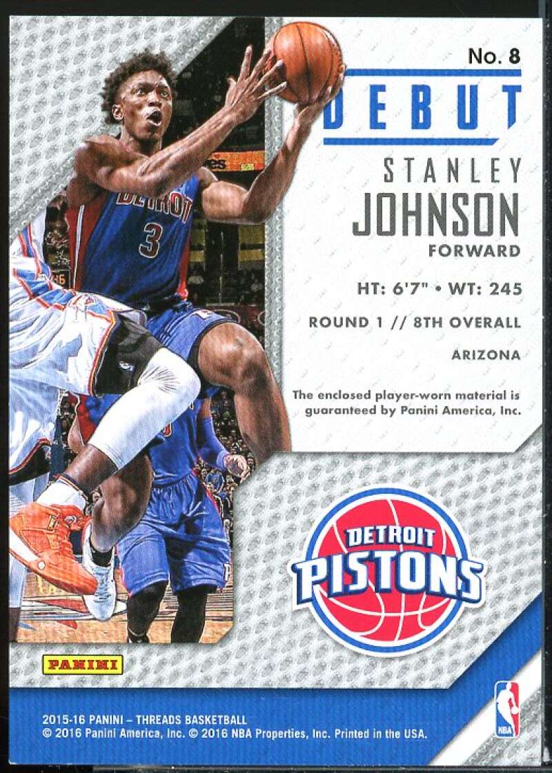 Stanley Johnson Card 2015-16 Panini Threads Debut Threads #8  Image 2