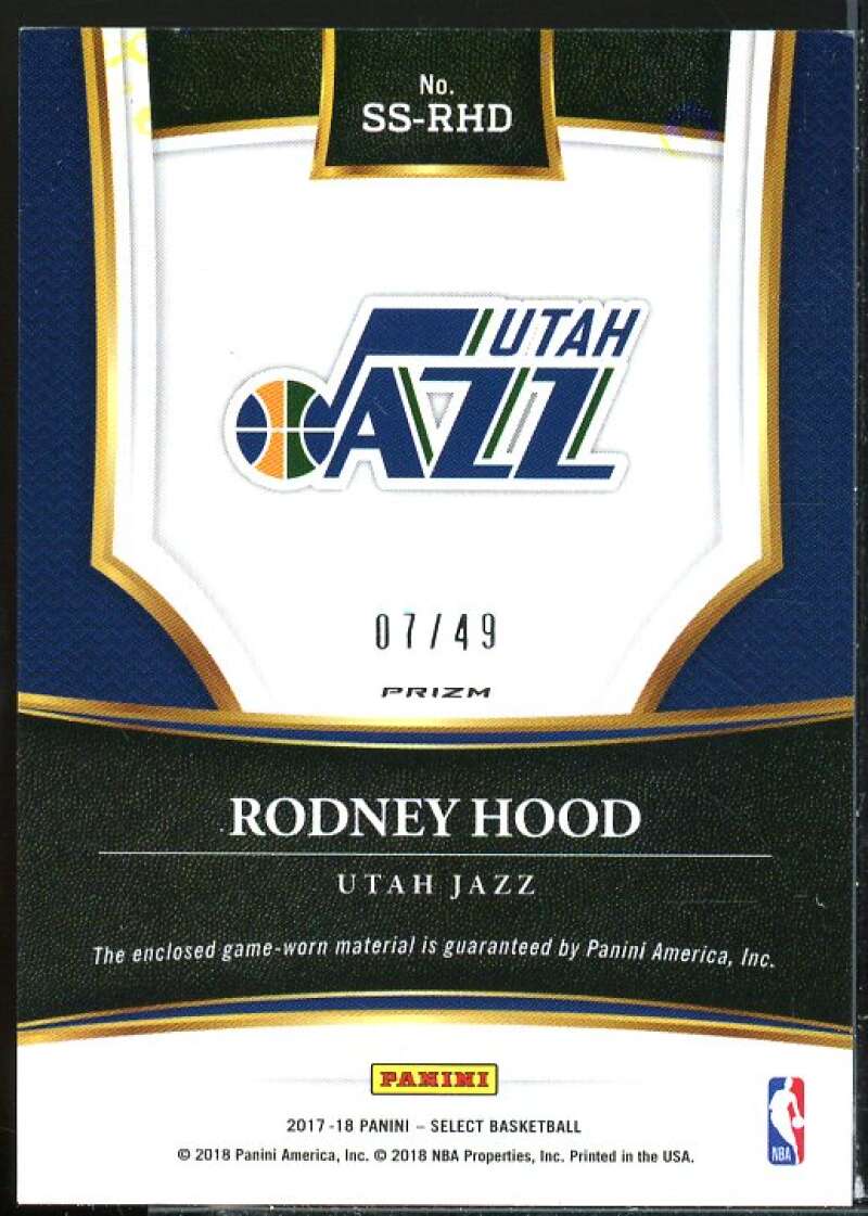 Rodney Hood Card 2017-18 Select Select Swatches Prizms Copper #2  Image 2