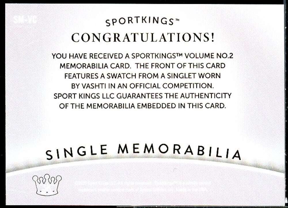 Vashti Cunningham Card 2021 Sportkings Volume 2 Memorabilia Silver #SMVC2  Image 2