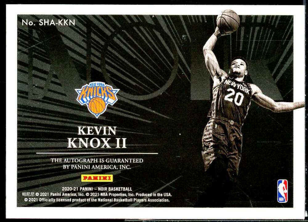 Kevin Knox II Card 2020-21 Panini Noir Shadow Signatures #7  Image 2