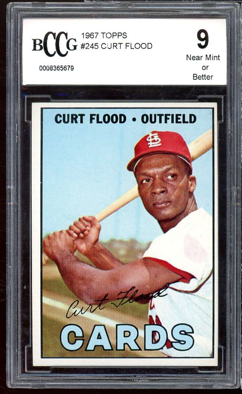 Curt Flood Card 1967 Topps #245 BGS BCCG 9 Image 1