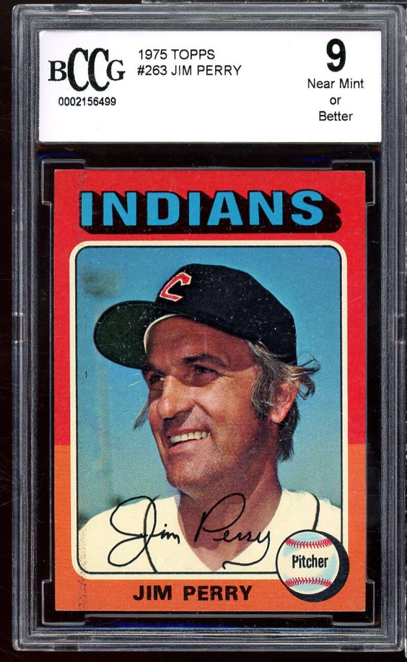 Jim Perry Card 1975 Topps #263 BGS BCCG 9 Image 1