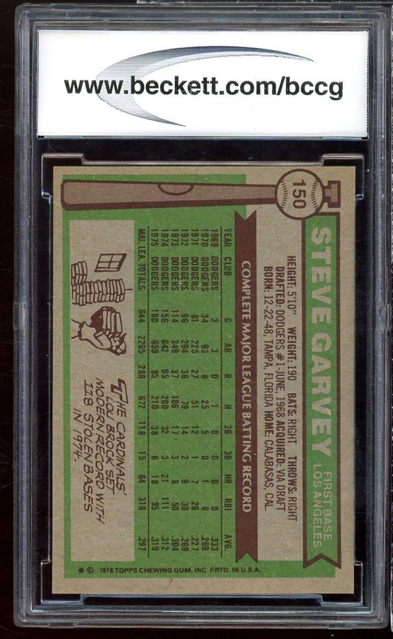 Steve Garvey Card 1976 Topps #150 BGS BCCG 9 Image 2