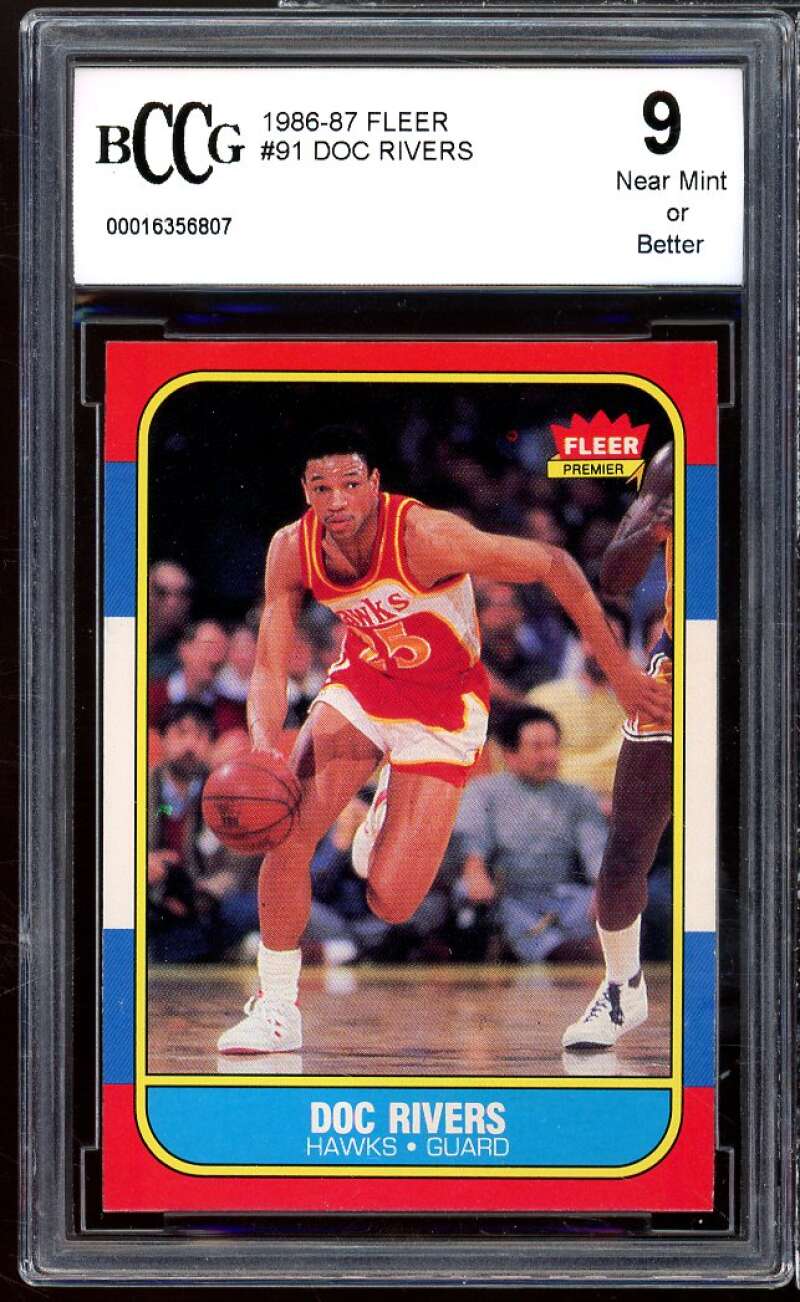 Doc Rivers Rookie Card 1986-87 Fleer #91 BGS BCCG 9 Image 1