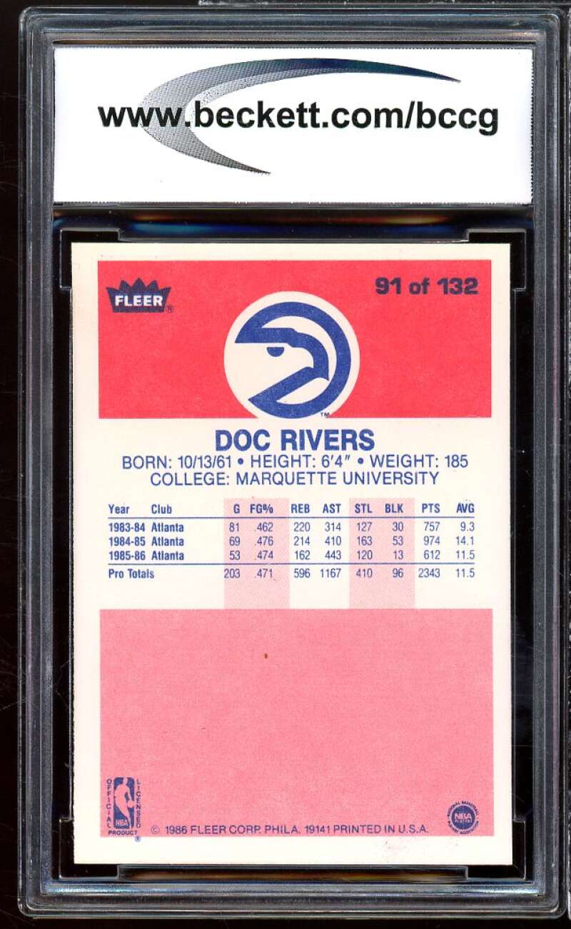 Doc Rivers Rookie Card 1986-87 Fleer #91 BGS BCCG 9 Image 2