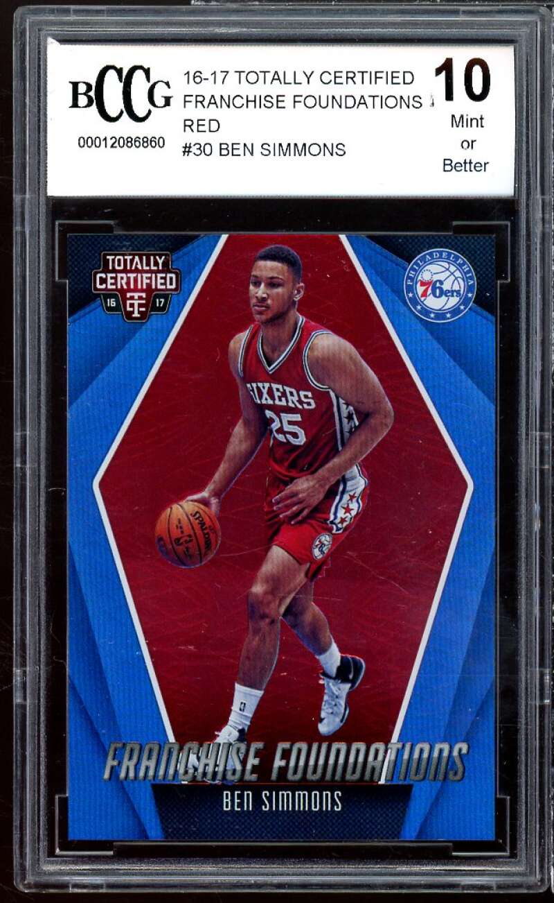 Ben Simmons Rookie Card 2016-17 Totally Certified FF Red #30 BGS BCCG 10 Image 1