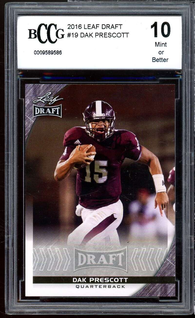 Dak Prescott Rookie Card 2016 Leaf Draft #19 BGS BCCG 10 Image 1