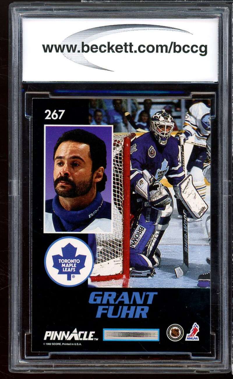 Grant Fuhr Card 1992-93 Pinnacle Pinnacle Frensh Mask #267 BGS BCCG 9 Image 2