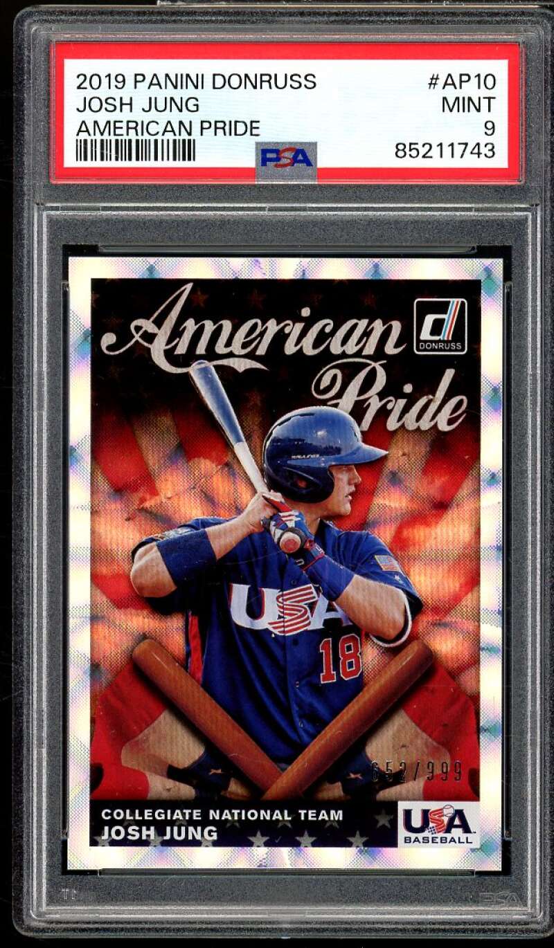 Josh Jung Rookie Card 2019 Panini Donruss American Pride #AP10 PSA 9 Image 1