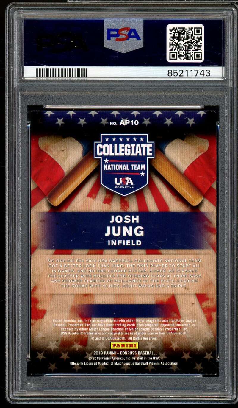 Josh Jung Rookie Card 2019 Panini Donruss American Pride #AP10 PSA 9 Image 2