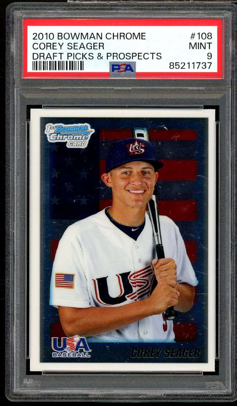 Corey Seager Rookie Card 2010 Bowman Chrome Draft Picks Prospects #108 PSA 9 Image 1