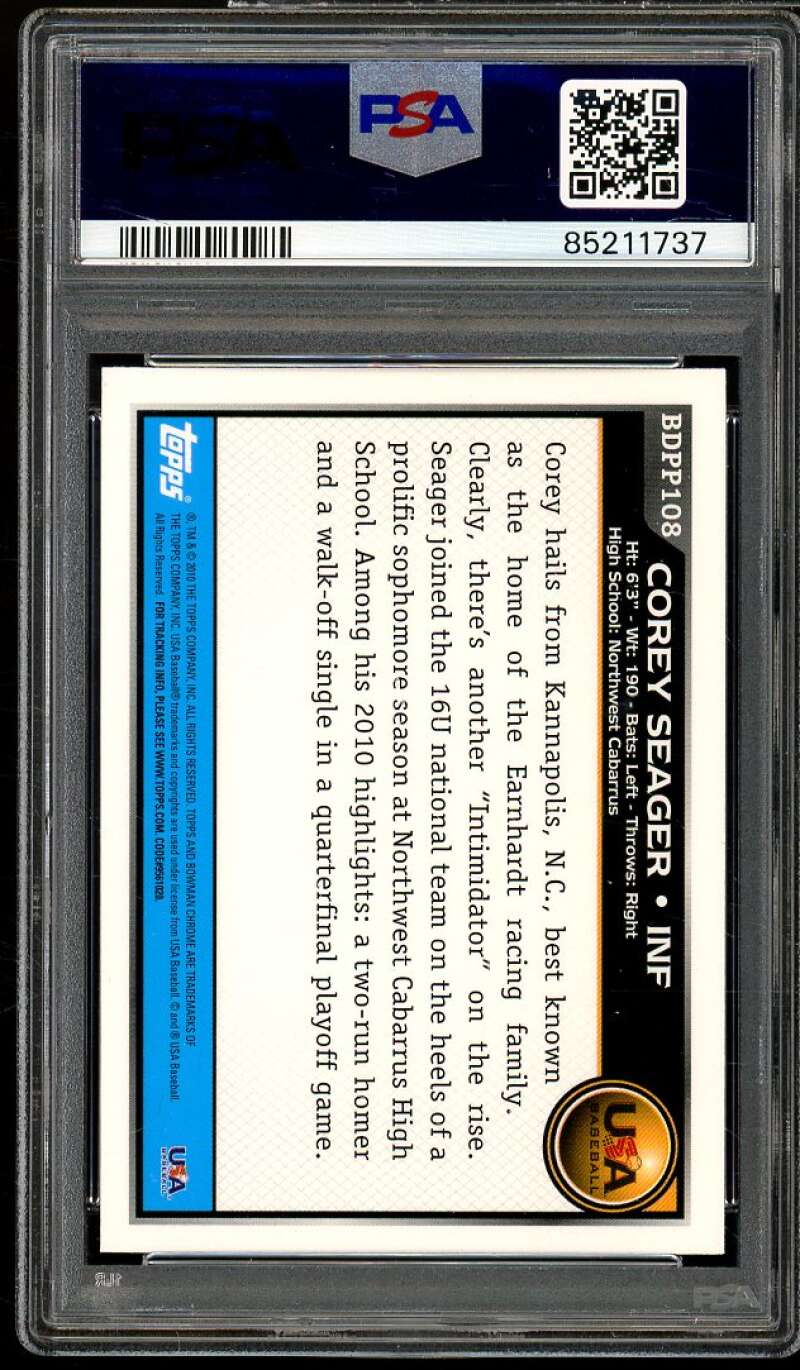 Corey Seager Rookie Card 2010 Bowman Chrome Draft Picks Prospects #108 PSA 9 Image 2