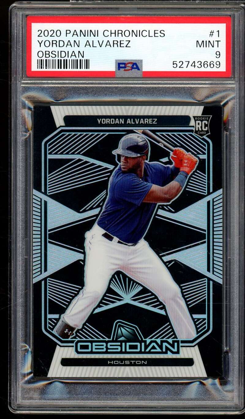 Yordan Alvarez Rookie Card 2020 Panini Chronicles Obsidian #1 PSA 9 Image 1