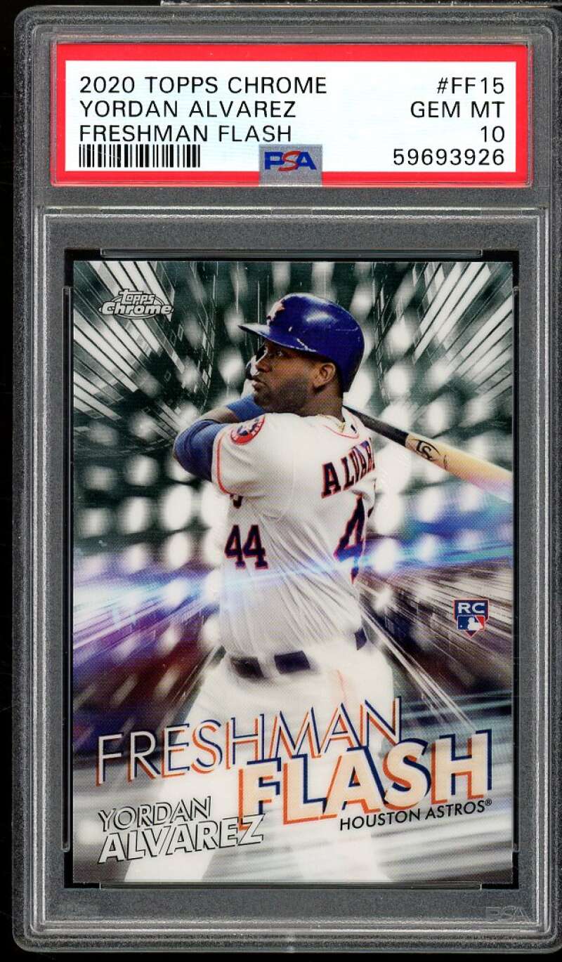 Yordan Alvarez Rookie Card 2020 Topps Chrome Freshman Flash #FF15 PSA 10 Image 1