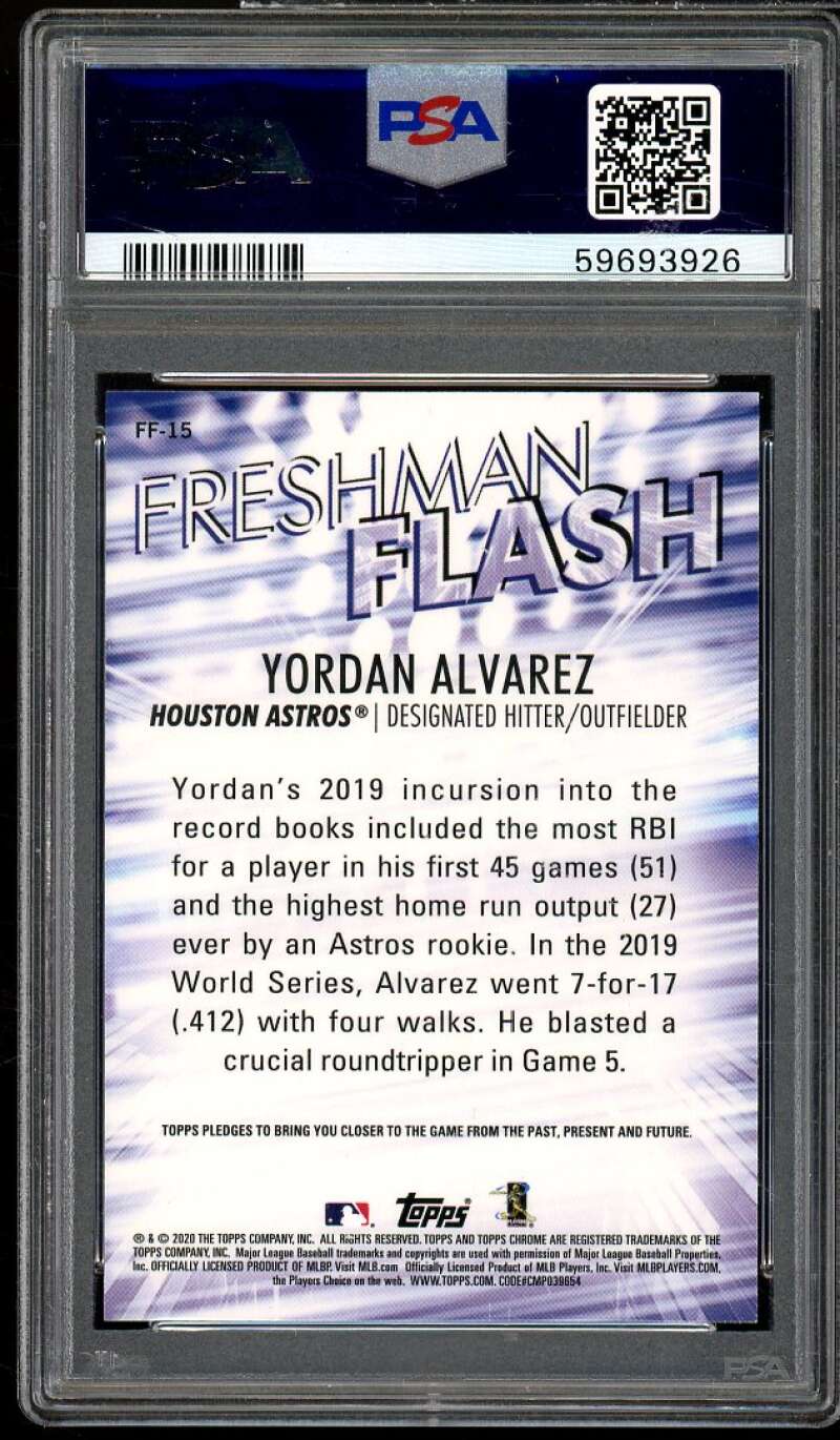 Yordan Alvarez Rookie Card 2020 Topps Chrome Freshman Flash #FF15 PSA 10 Image 2