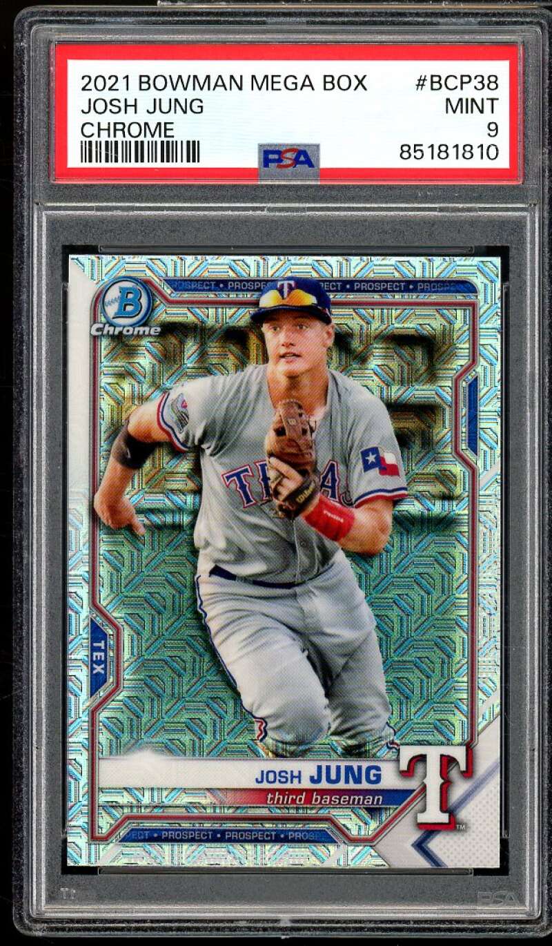 Josh Jung Rookie Card 2021 Bowman Mega Box Chrome #BCP38 PSA 9 Image 1