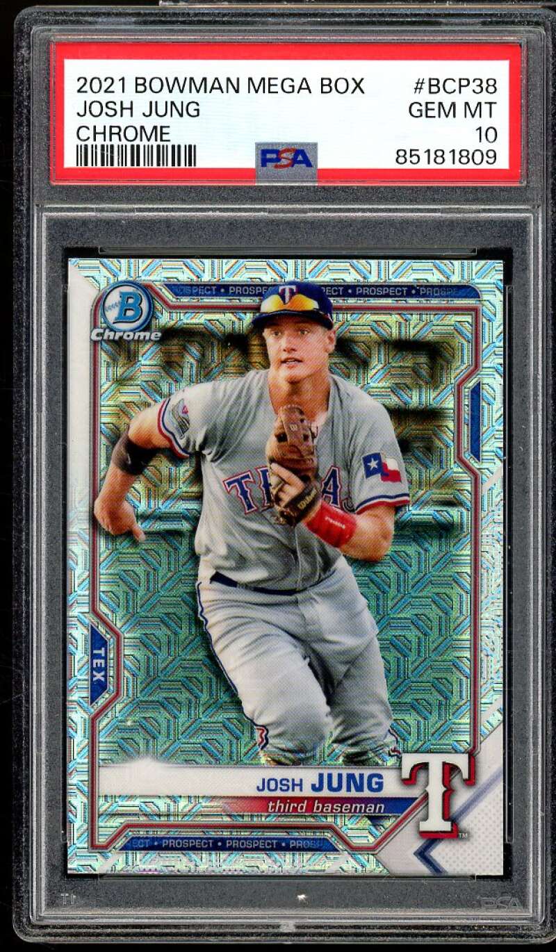 Josh Jung Rookie Card 2021 Bowman Mega Box Chrome #BCP38 PSA 10 Image 1