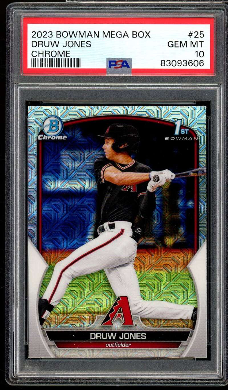 Druw Jones Rookie Card 2023 Bowman Mega Box Chrome #25 PSA 10 Image 1