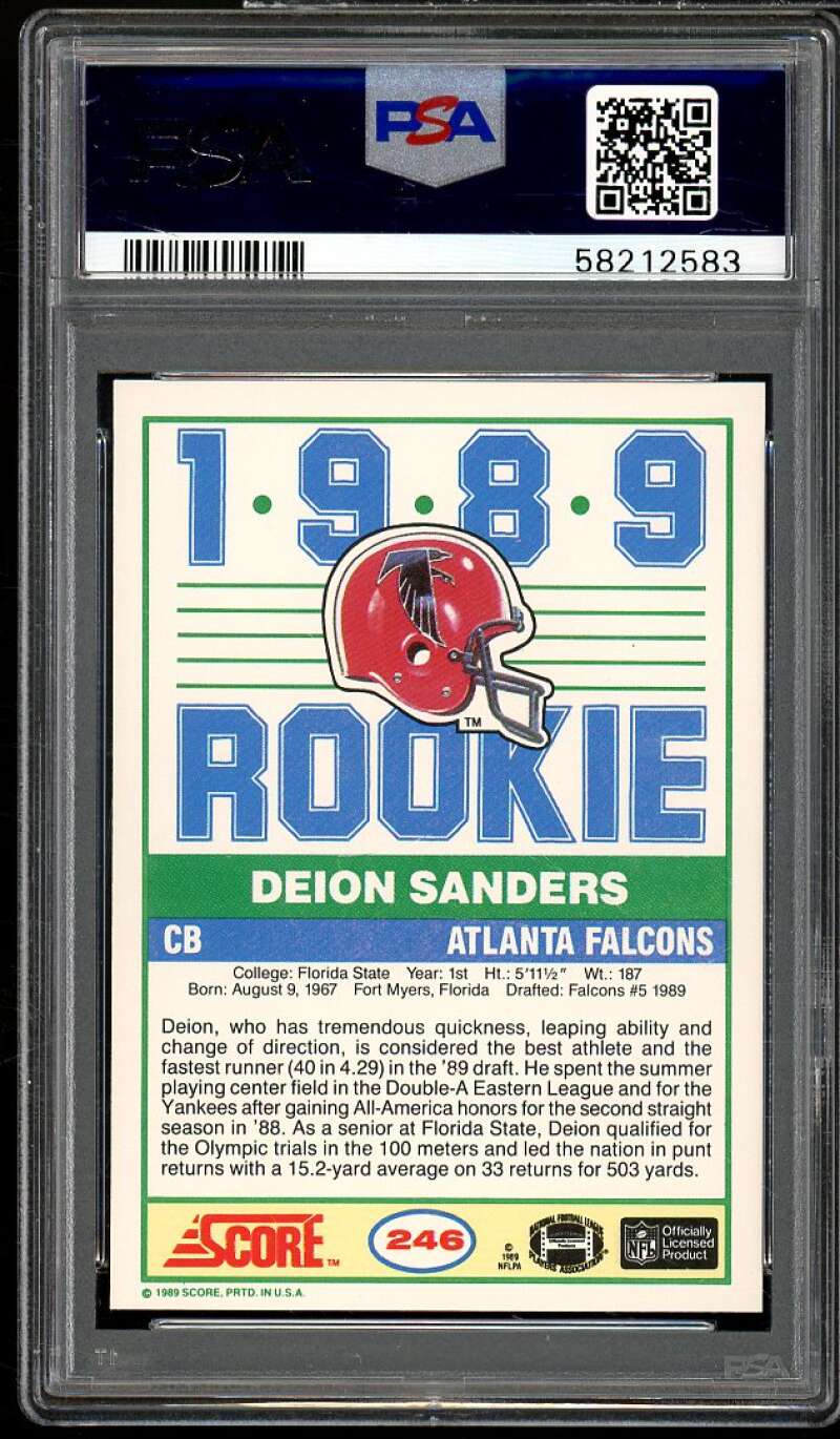 Deion Sanders Rookie Card 1989 Score #246 PSA 9 Image 2