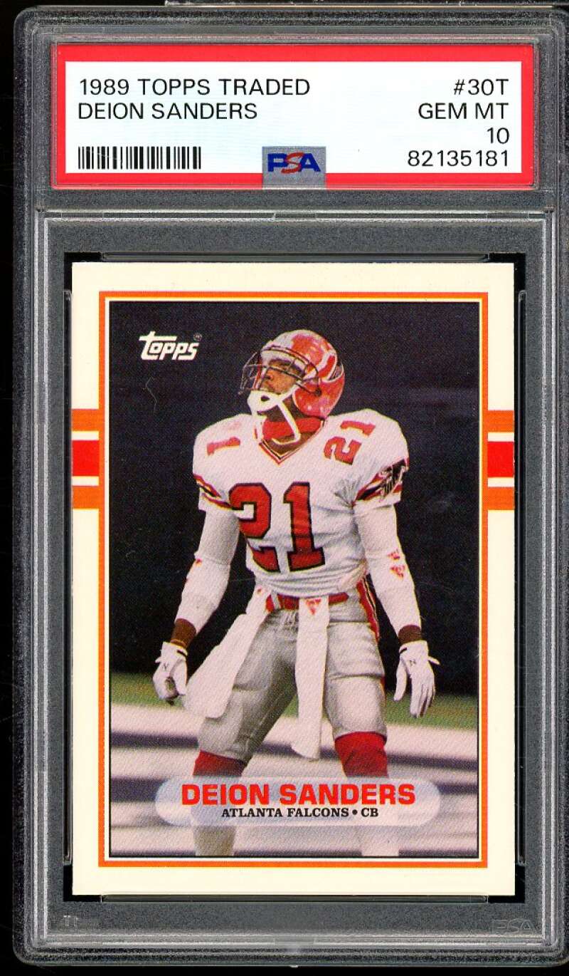 Deion Sanders Rookie Card 1989 Topps Traded #30T PSA 10 Image 1