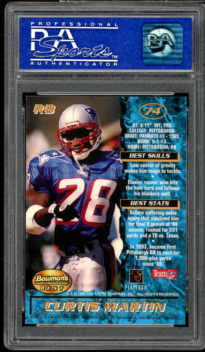 Curtis Martin Rookie Card 1995 Bowman's Best #74 PSA 9 Image 2