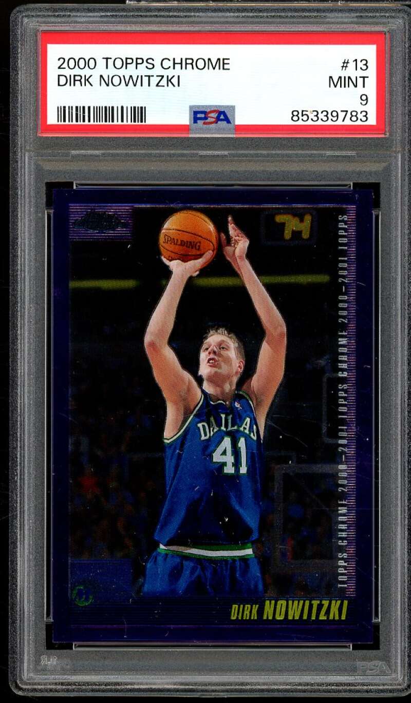 Dirk Nowitzki Card 2000-01 Topps Chrome #13 PSA 9 Image 1