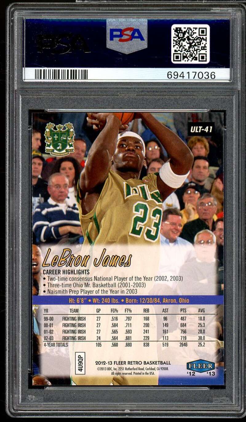 LeBron James Card 2012-13 Fleer Retro Ultra #41 PSA 10 Image 2