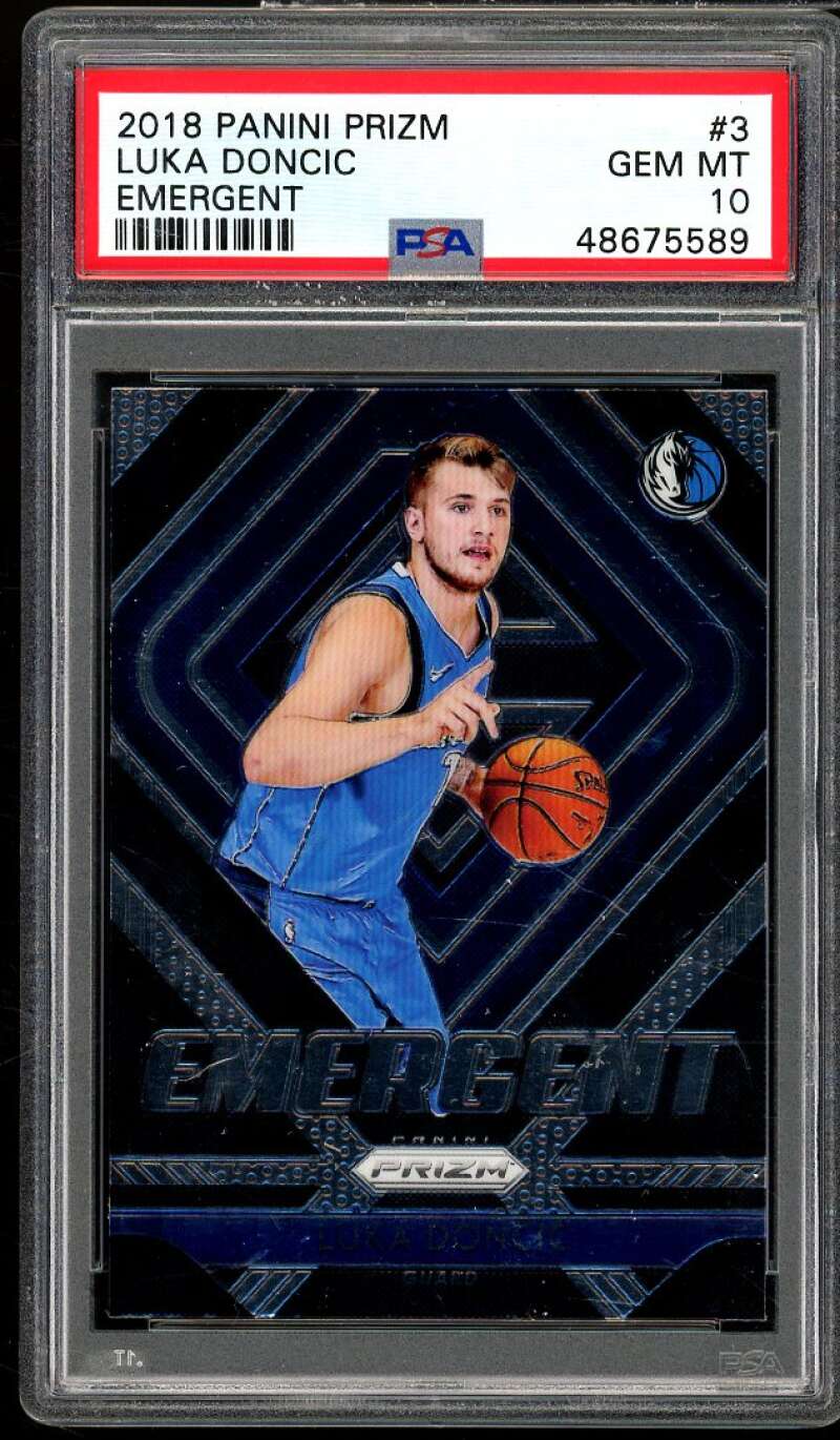 Luka Doncic Rookie Card 2018-19 Panini Prizm Emergent #3 PSA 10 Image 1