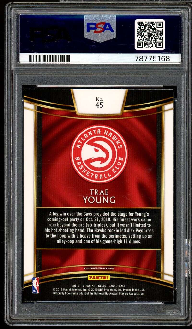 Trae Young Rookie Card 2018-19 Panini Select #45 PSA 9 Image 2