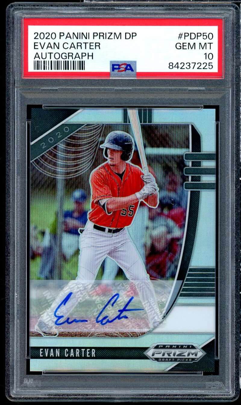 Evan Carter Rookie Card 2020 Panini Prizm DP Autograph #PDP50 PSA 10 Image 1