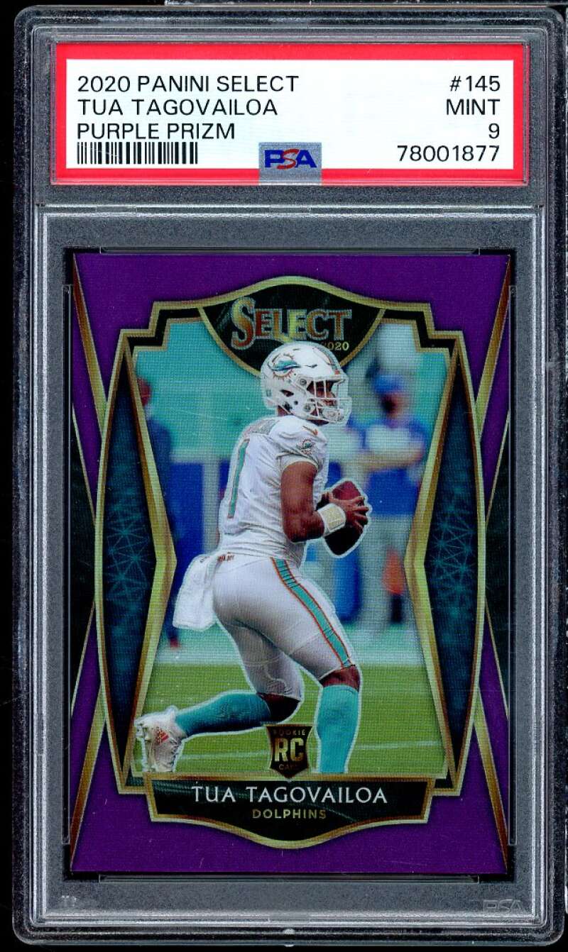 Tua Tagovailoa Rookie Card 2020 Panini Select Purple Prizm #145 PSA 9 Image 1