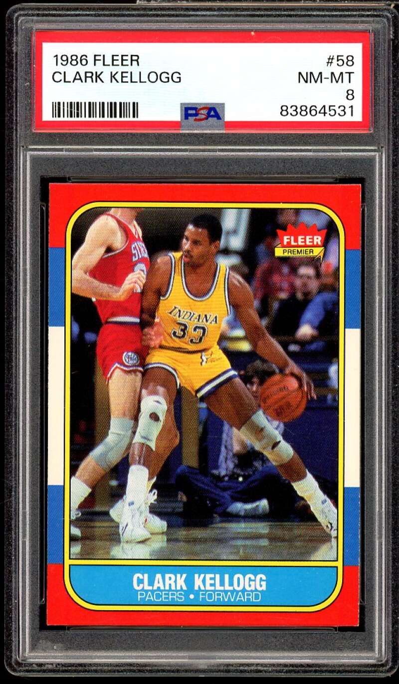 Clark Kellogg Rookie Card 1986-87 Fleer #58 PSA 8 Image 1