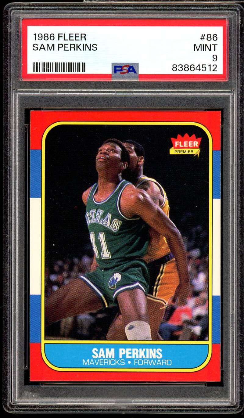 Sam Perkins Rookie Card 1986-87 Fleer #86 PSA 9 Image 1