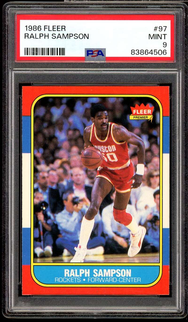 Ralph Sampson Rookie Card 1986-87 Fleer #97 PSA 9 Image 1