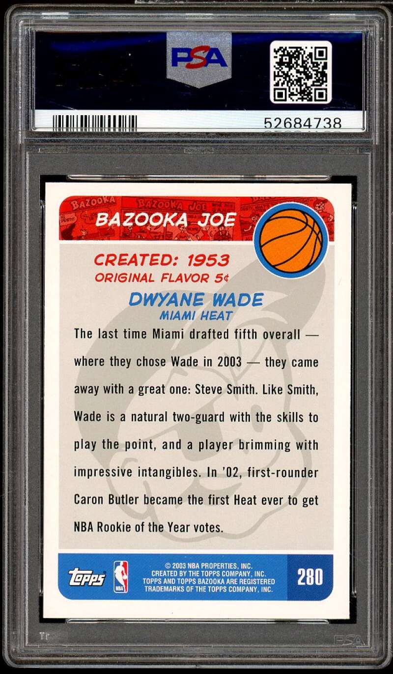 Dwyane Wade Rookie Card 2003-04 Bazooka #280 PSA 10 Image 2