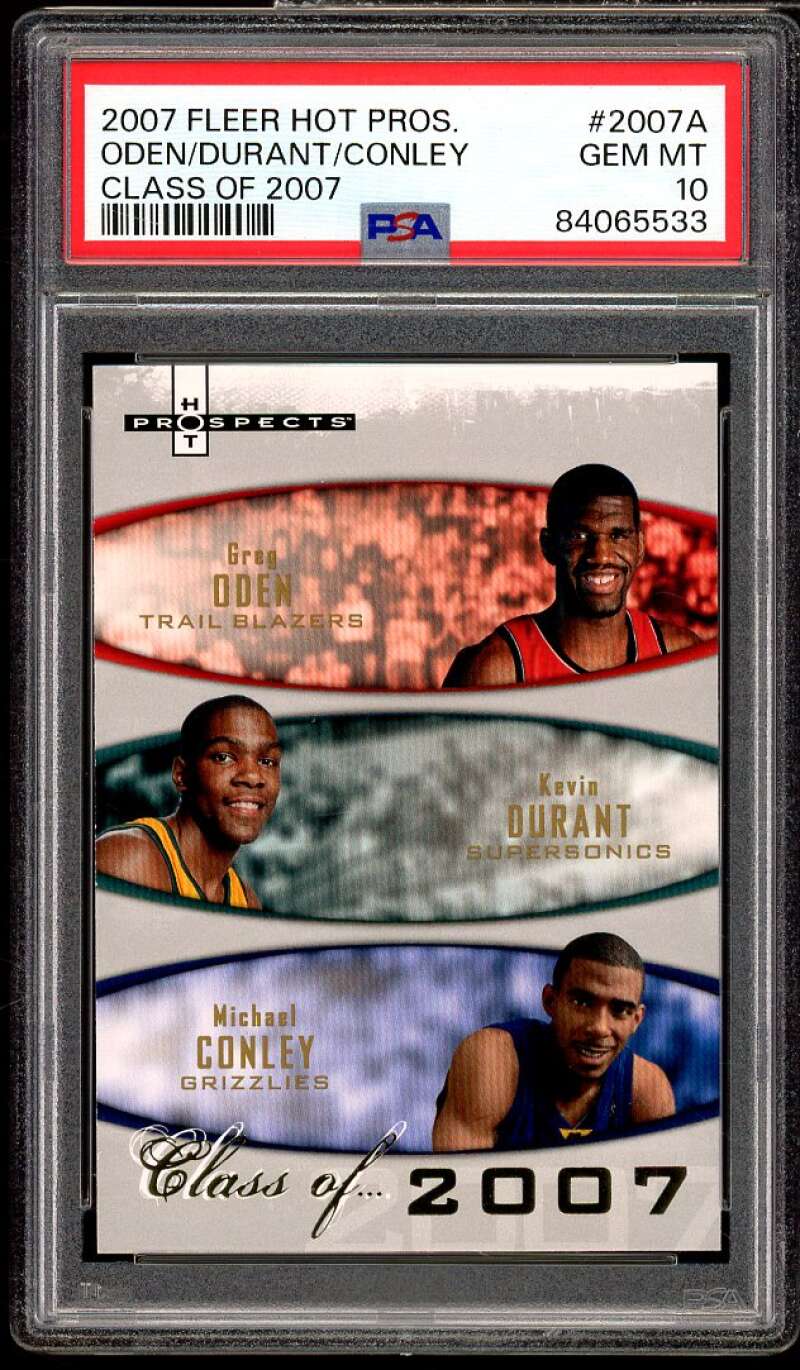 Kevin Durant Rookie Card 2007-08 Fleer Hot Prospects Class of 2007 #2007A PSA 10 Image 1