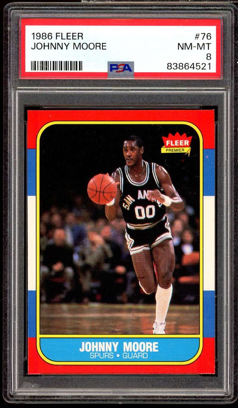 Johnny Moore Card 1986-87 Fleer #76 PSA 8 Image 1