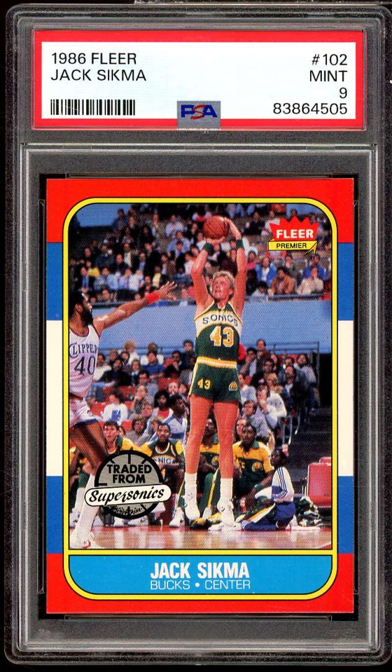 Jack Sikma Card 1986-87 Fleer #102 PSA 9 Image 1